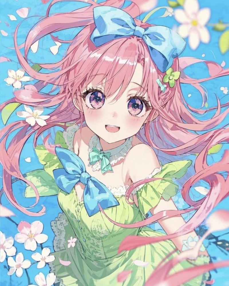 Ảnh anime nữ tóc hồng mang nét dịu dàng tự nhiên