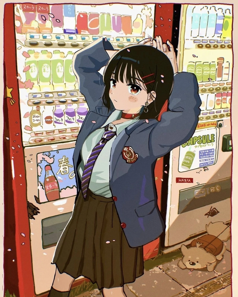 Ảnh anime nữ tóc ngắn phong cách học đường Nhật Bản