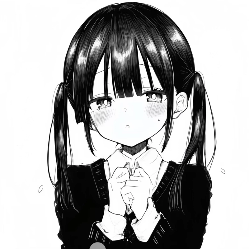 Ảnh anime nữ trắng đen khung cảnh tối tạo cảm giác cô độc