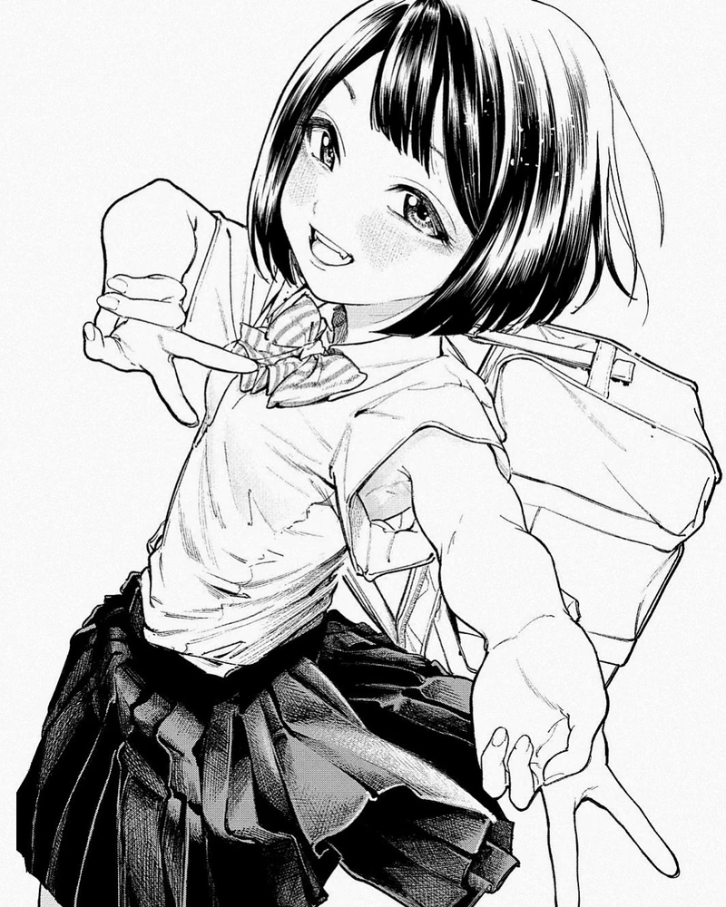 Ảnh anime nữ trắng đen khung hình đơn giản nhưng ấn tượng
