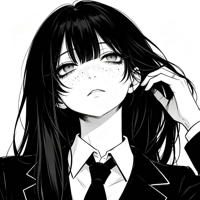 Ảnh anime nữ trắng đen mang gam màu tối đầy chiều sâu
