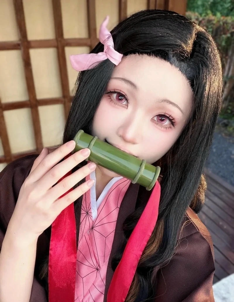Ảnh cosplay Nezuko với trang phục Kimetsu no Yaiba cực giống