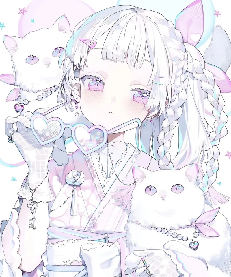 Anime girl tóc trắng mang nét thanh lịch đầy nữ tính