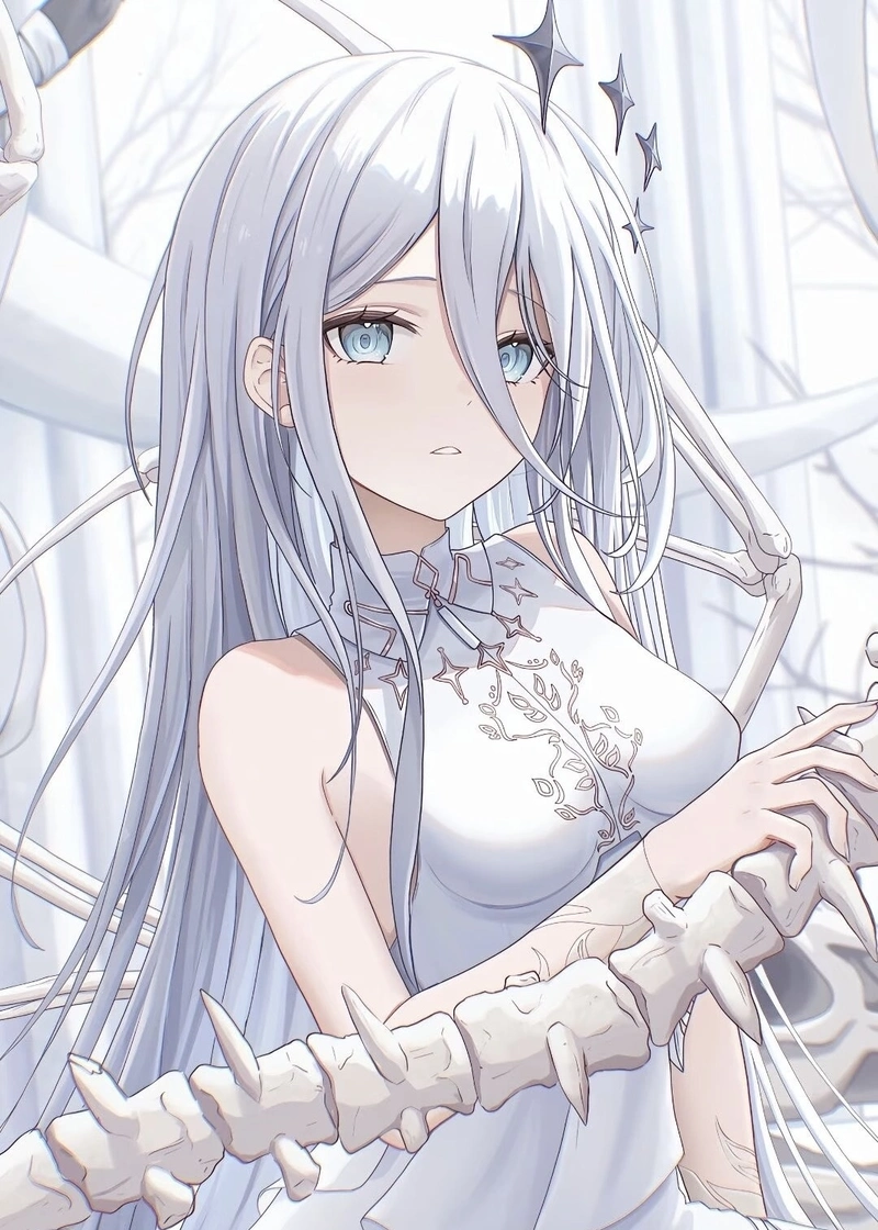 Anime girl tóc trắng phong cách dễ thương nhưng cá tính