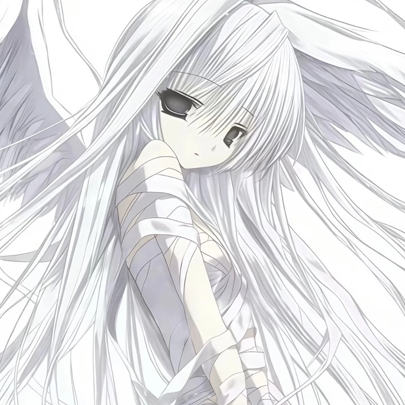 Anime girl tóc trắng phong cách hoạt hình rất thanh lịch