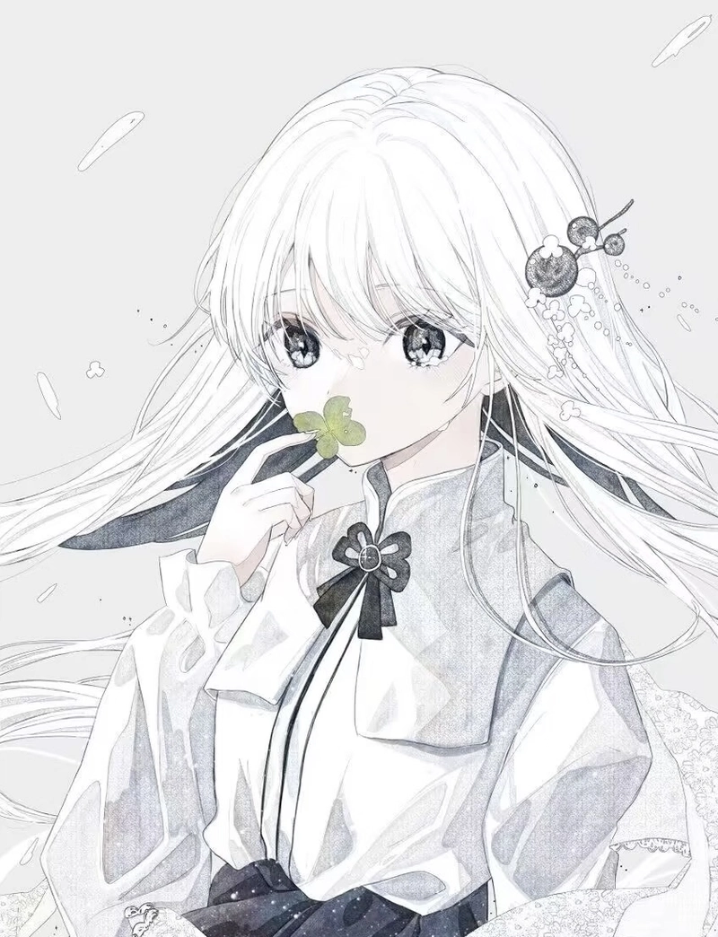 Anime girl tóc trắng vẻ đẹp lạnh lùng rất hài hòa