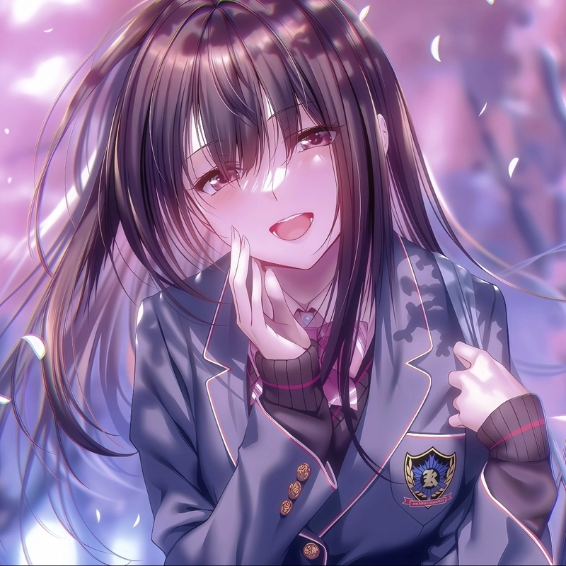 Anime nữ học sinh mái tóc dài tạo vẻ đẹp nữ tính