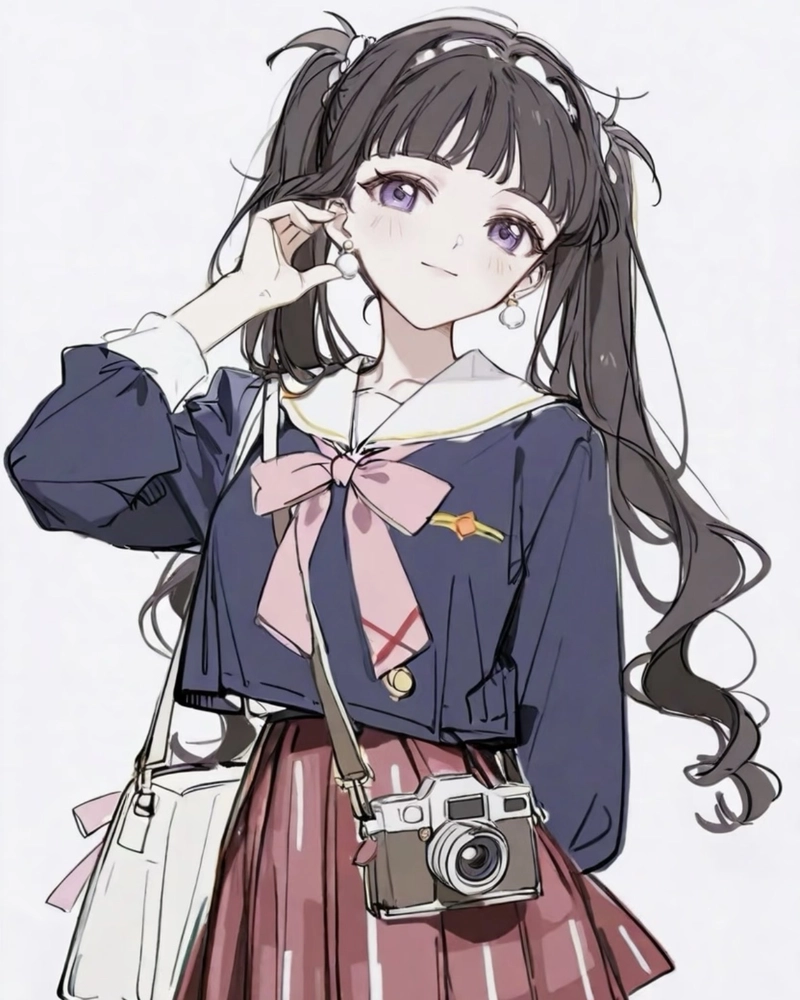 Anime nữ học sinh mái tóc đen tạo nét đẹp truyền thống
