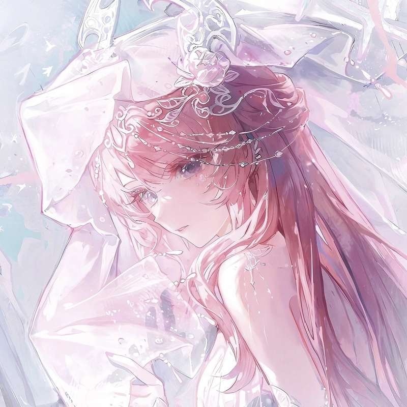 Anime nữ tóc hồng ánh mắt trong veo đầy dễ mến