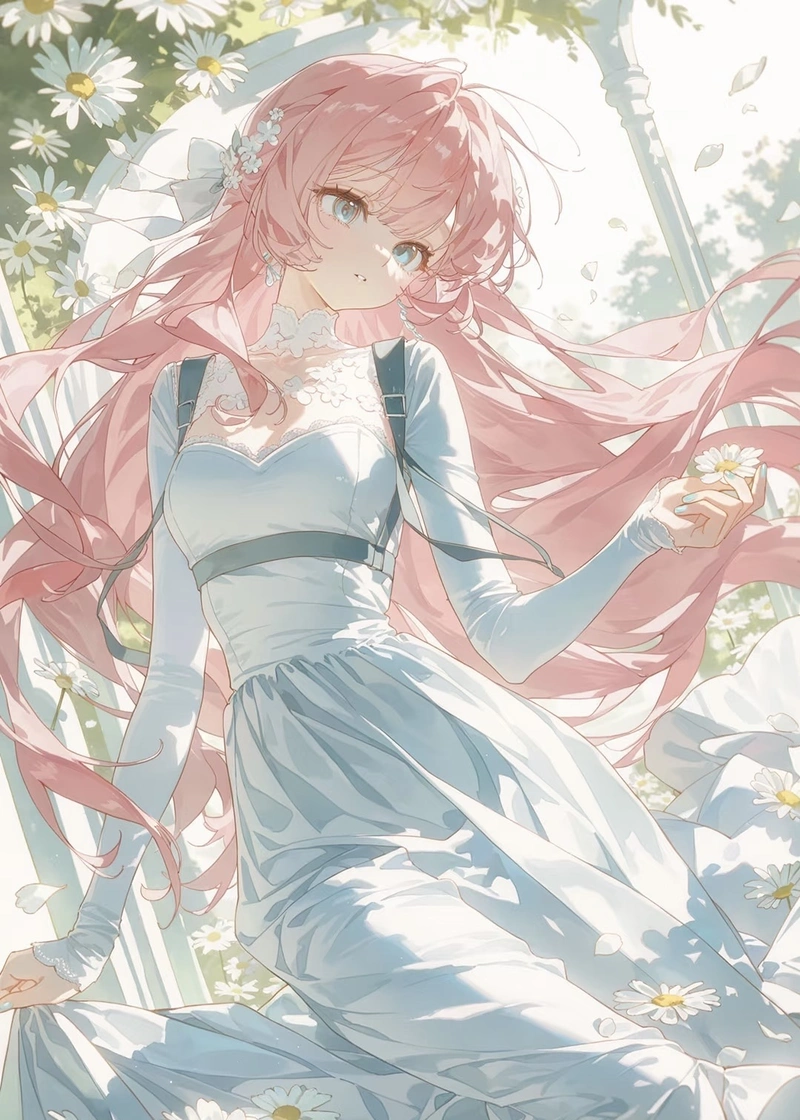 Anime nữ tóc hồng mang nét mềm mại đầy tự nhiên