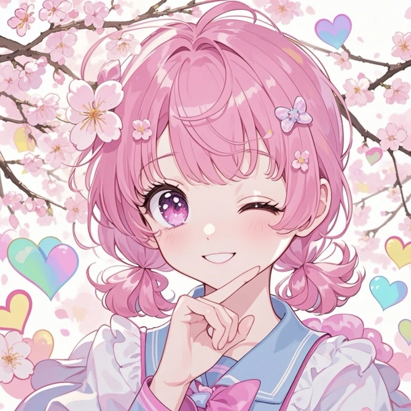 Anime nữ tóc hồng mang nét ngọt ngào rất tự nhiên