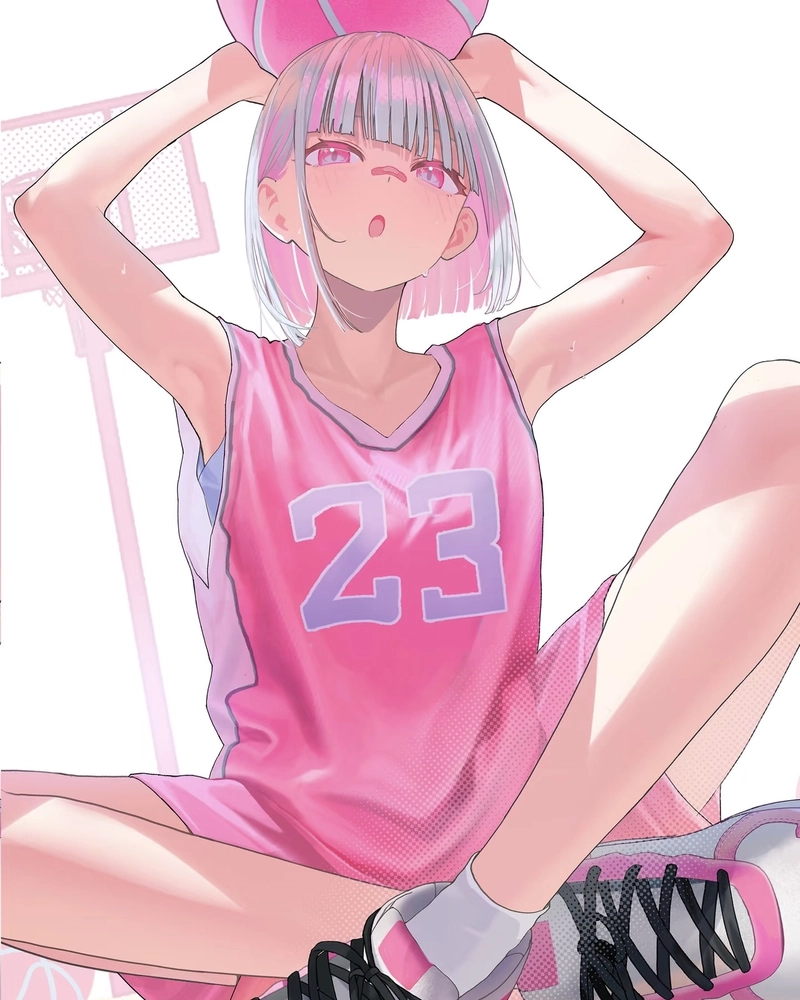 Anime nữ tóc hồng phong cách dễ thương rất hài hòa