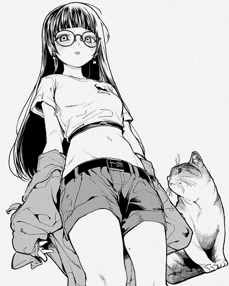 Anime nữ trắng đen biểu cảm xa cách mang nét cô tịch