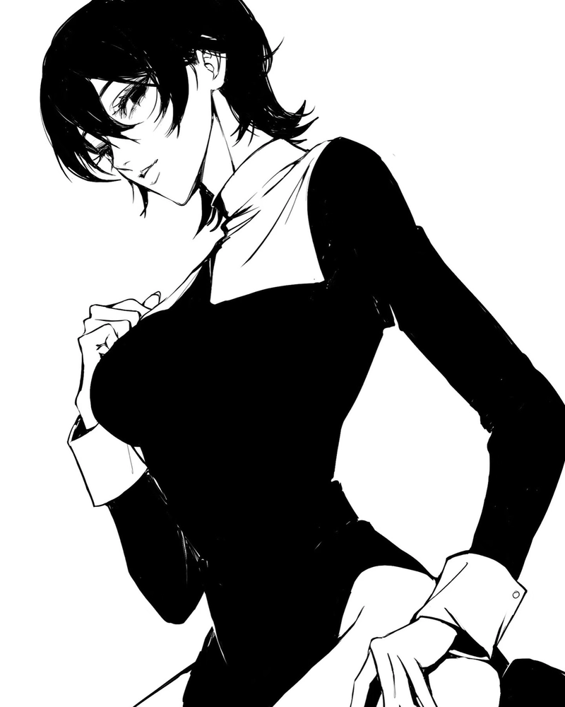 Anime nữ trắng đen khung hình tối tạo cảm giác cô đơn