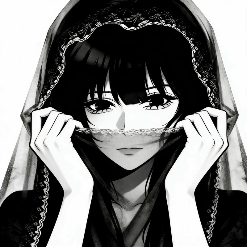 Anime nữ trắng đen phong cách tối giản qua từng chi tiết