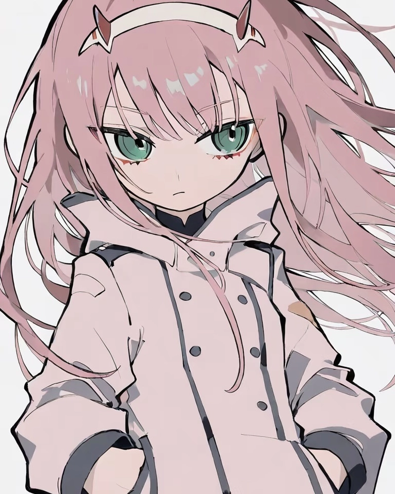 Bức ảnh anime Zero Two cùng biểu cảm lạnh lùng bí ẩn