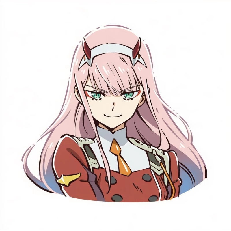 Bức hình Zero Two cười cùng gương mặt tươi tắn