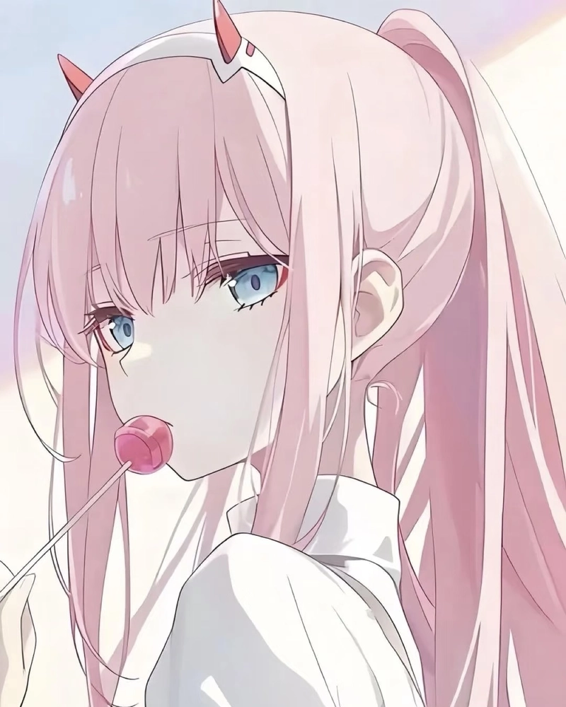 Bức hình Zero Two cười tạo cảm giác vui vẻ dễ mến