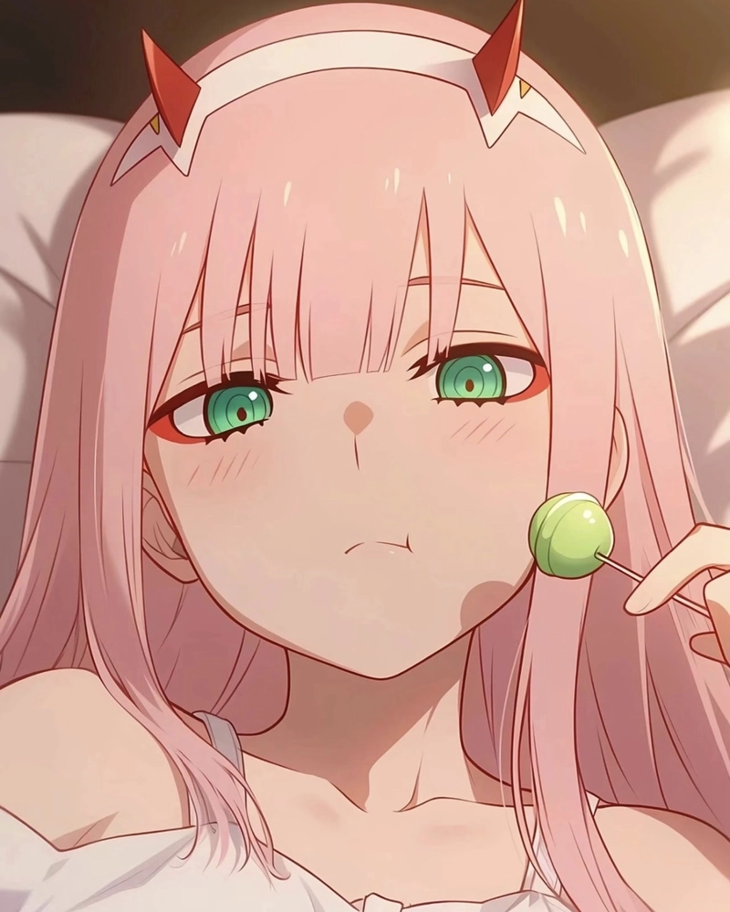 Bức hình Zero Two cute với ánh mắt long lanh đáng yêu