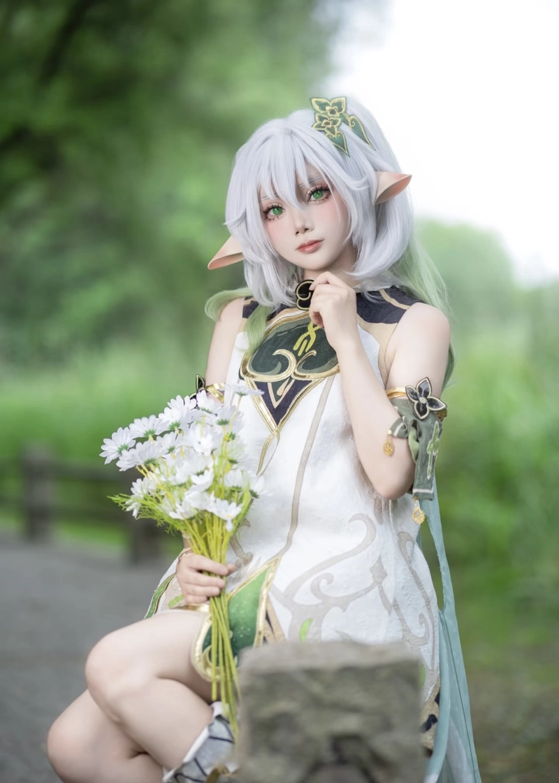 Hình Nahida cosplay xinh đẹp phong cách tự nhiên nhẹ nhàng