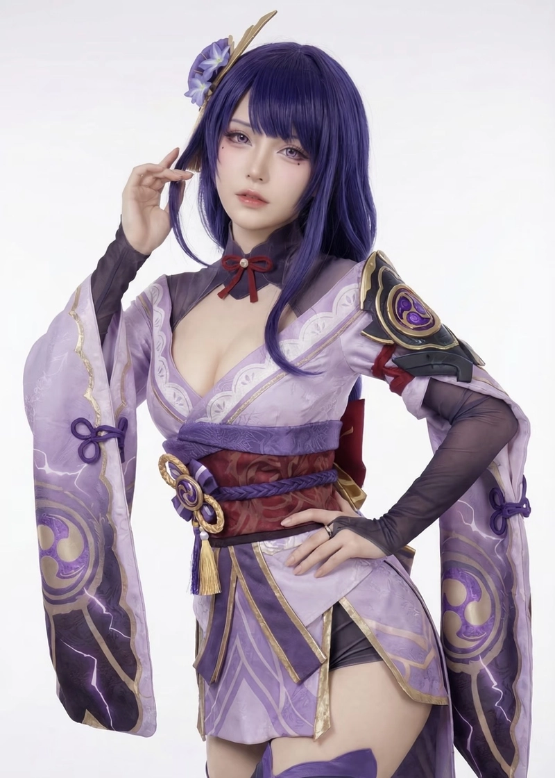 Hình ảnh Raiden cosplay với thần sắc nghiêm nghị cuốn hút