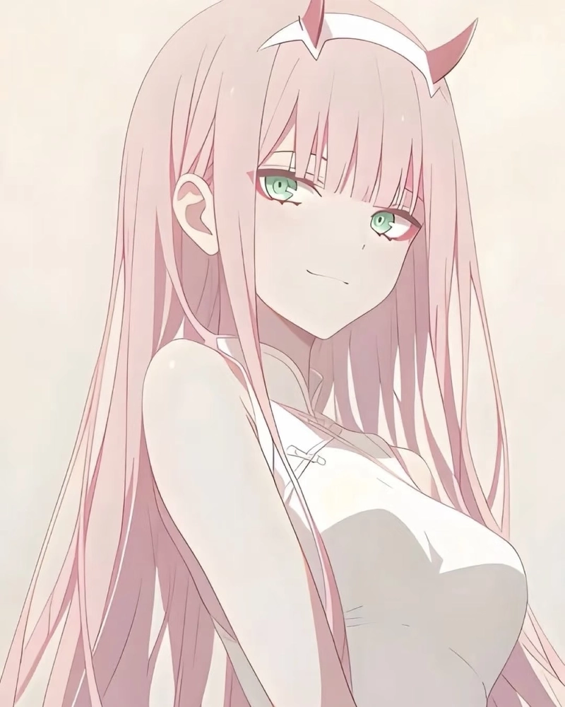 Hình ảnh Zero Two với mái tóc dài màu hồng