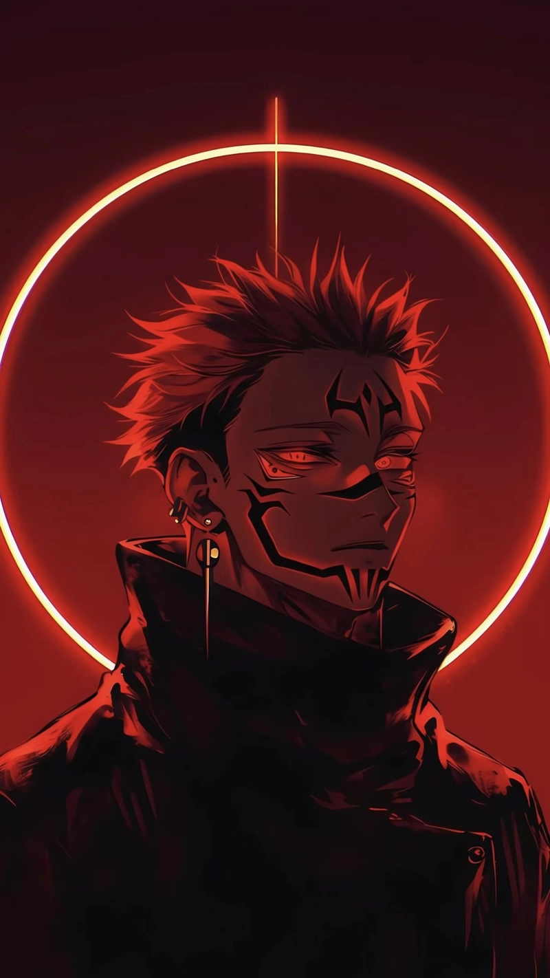 Hình ảnh anime Sukuna trong phong cách tối màu hiện đại