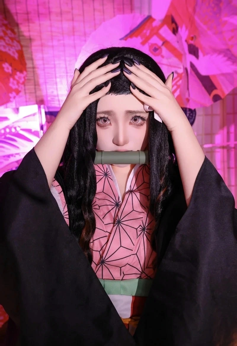 Hình ảnh cosplayer Nezuko mặc kimono phong cách Nhật Bản đẹp