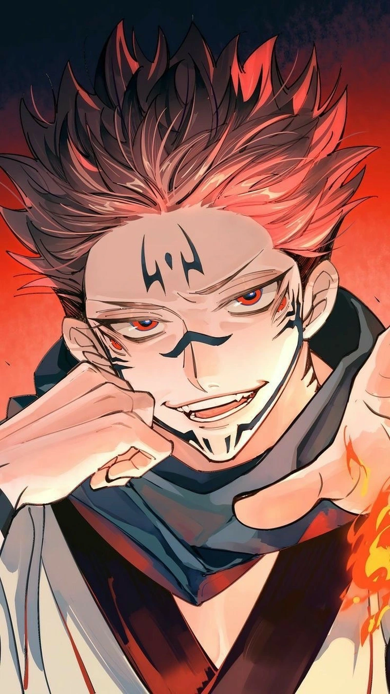 Hình anime Sukuna cùng thần thái bá chủ cực mạnh mẽ