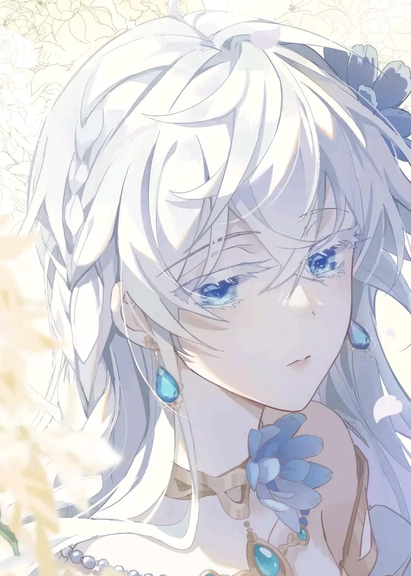 Hình anime girl tóc trắng tạo cảm giác nhẹ nhàng thư giãn