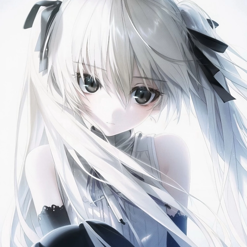Hình anime girl tóc trắng tạo hình nữ tính rất nhẹ nhàng