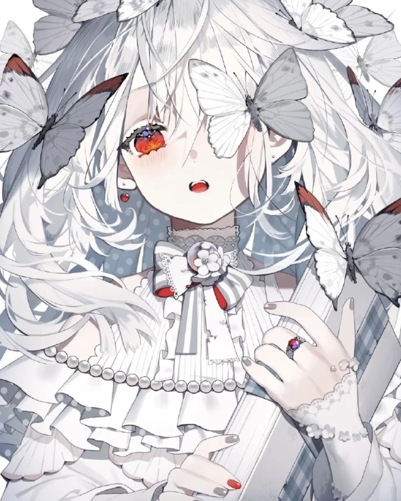 Hình anime girl tóc trắng tạo hình trẻ trung rất tự nhiên