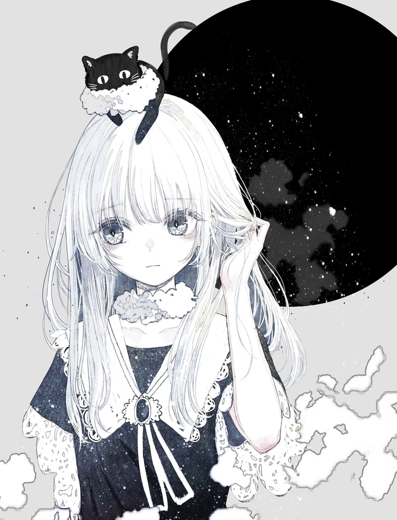 Hình anime girl tóc trắng tạo tổng thể mềm mại dịu mắt