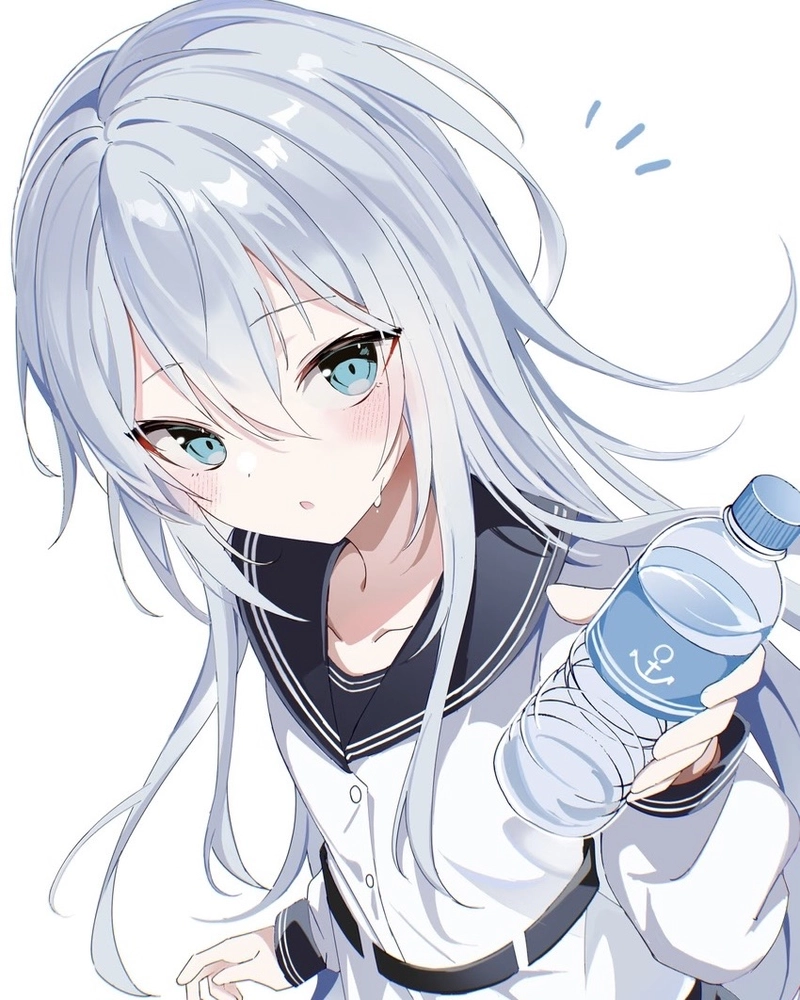 Hình anime girl tóc trắng tạo tổng thể thanh thoát dịu mắt
