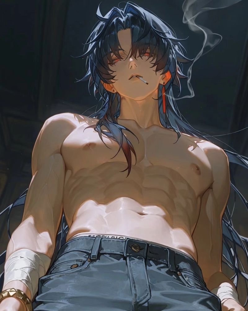Hình anime nam 6 múi thể hiện khí chất lạnh bí ẩn