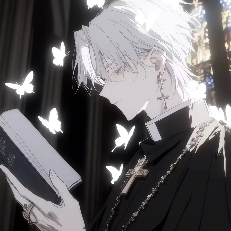 Hình anime nam tóc trắng hiện lên nét suy tư cuốn hút