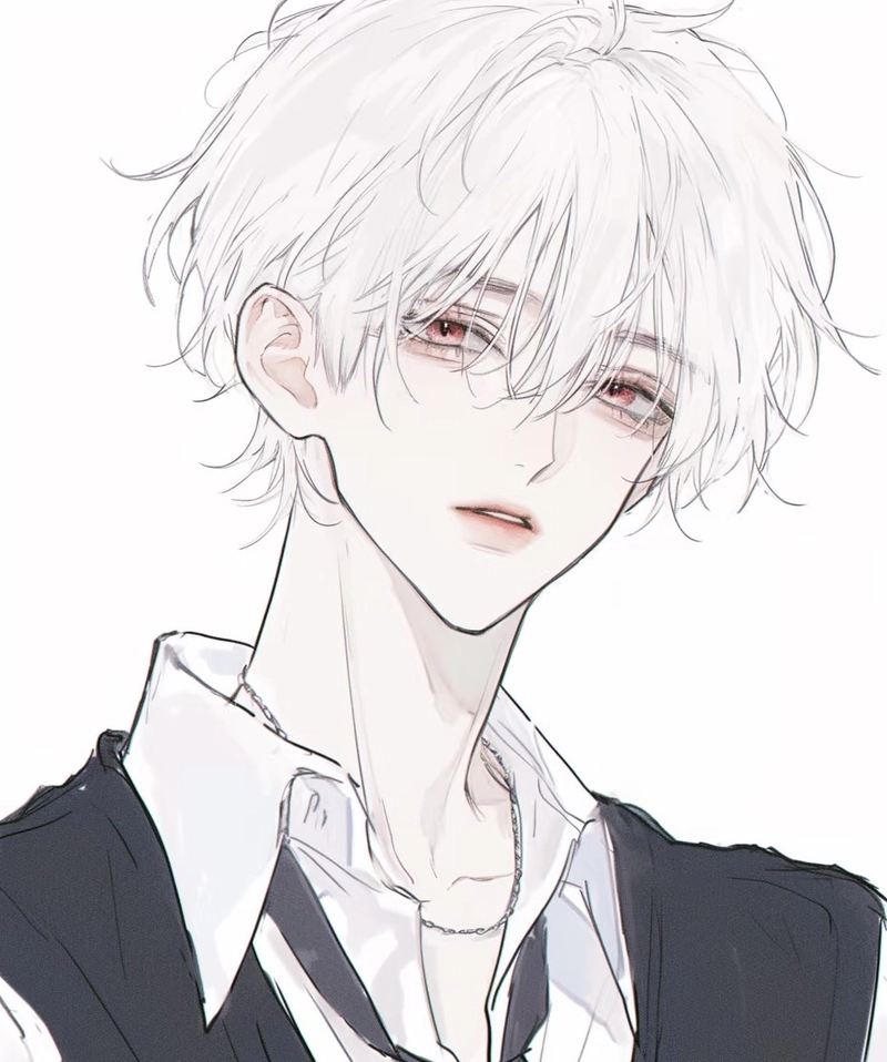 Hình anime nam tóc trắng mang vẻ bất cần đầy quyến rũ