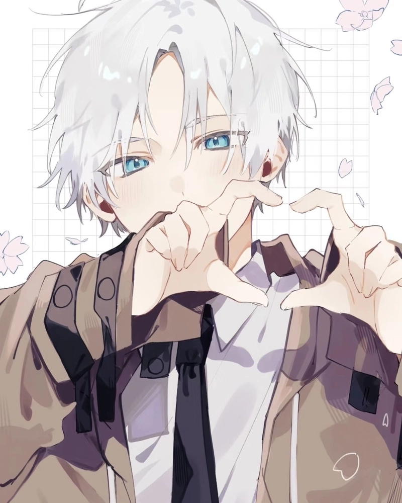 Hình anime nam tóc trắng mang vẻ bí hiểm đầy hấp dẫn