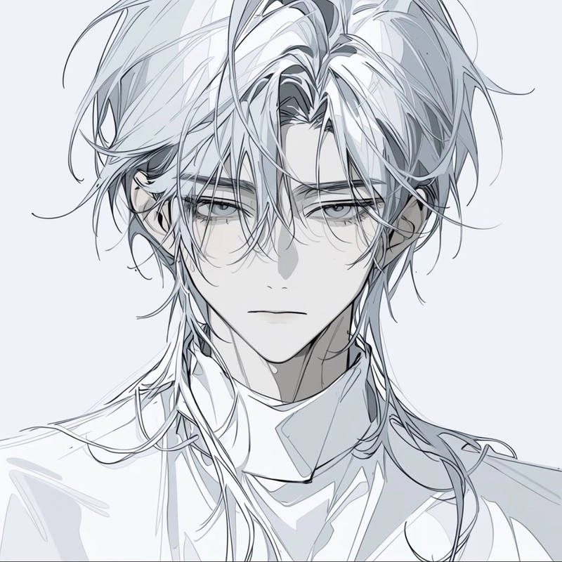 Hình anime nam tóc trắng mang vẻ đẹp cô độc chiều sâu