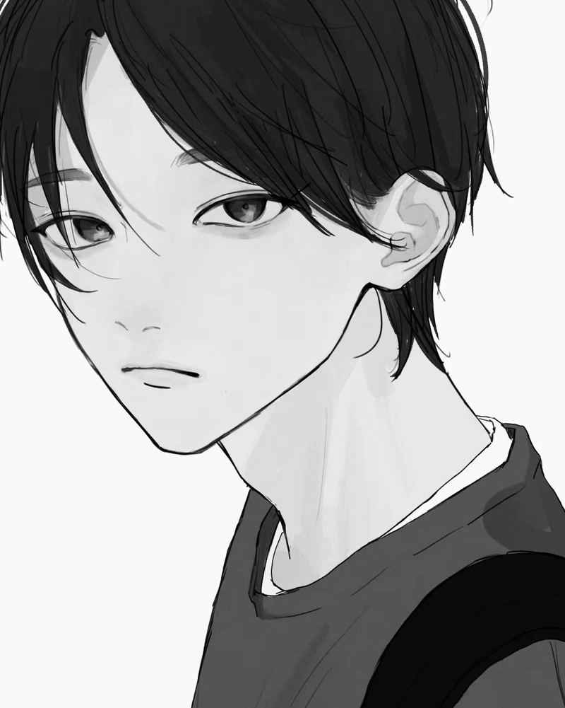 Hình anime nam trắng đen hiện lên khí chất lạnh bí ẩn