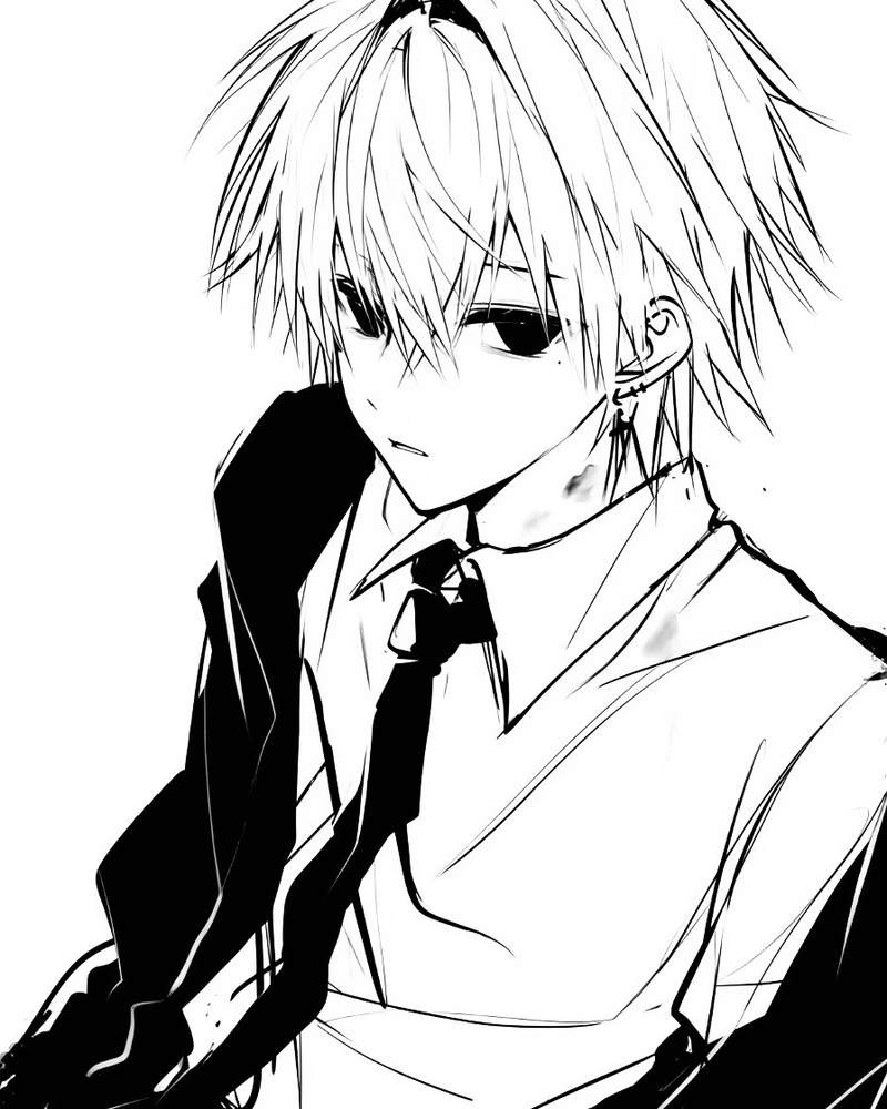 Hình anime nam trắng đen hiện lên nét trầm mặc cuốn hút