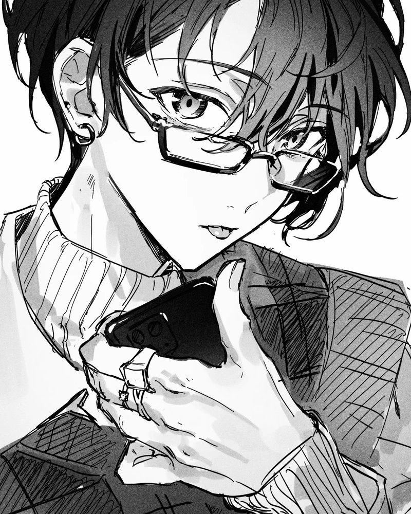 Hình anime nam trắng đen phong cách cá tính bí ẩn