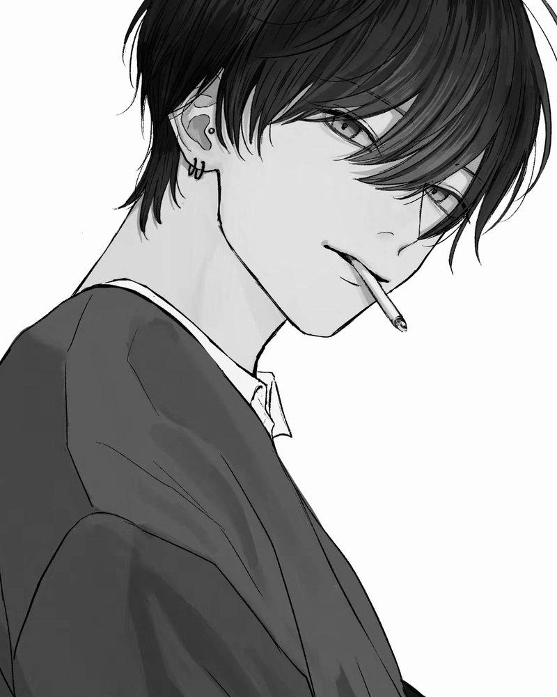 Hình anime nam trắng đen toát ra biểu cảm mạnh hấp dẫn