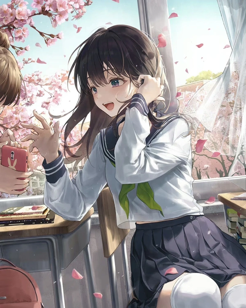 Hình anime nữ học sinh tạo hình hiện đại rất hài hòa