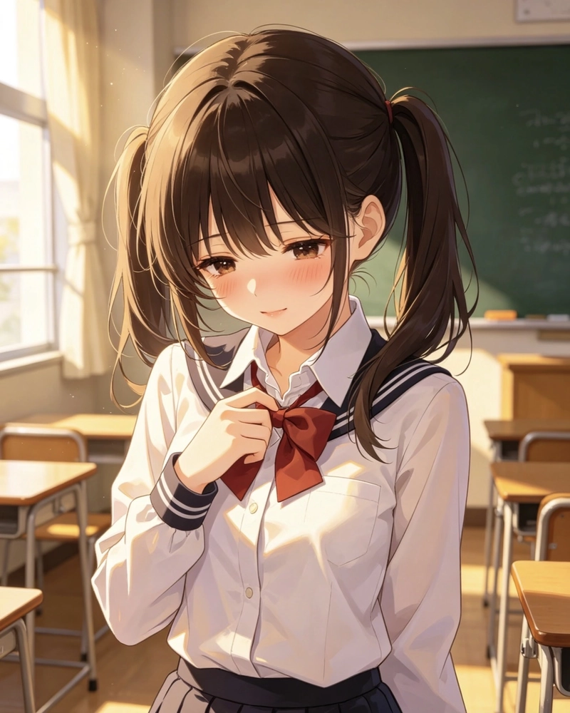 Hình anime nữ học sinh vẻ đẹp ngọt ngào đầy tự nhiên