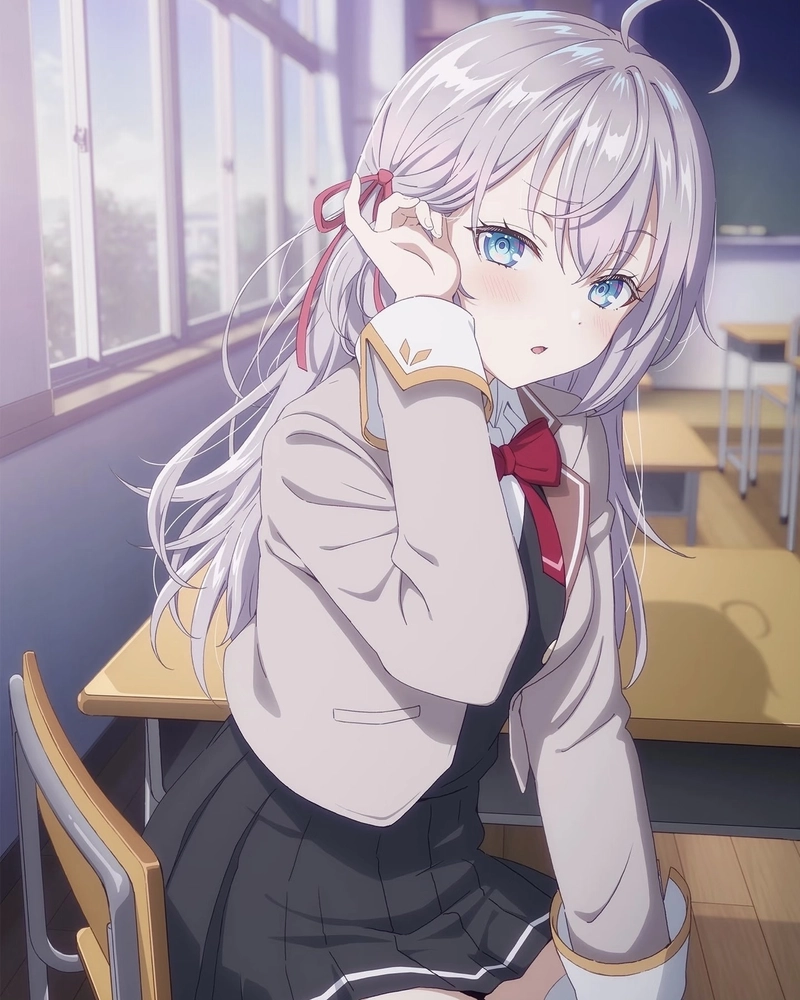 Hình anime nữ học sinh vẻ ngoài năng động đầy tươi sáng