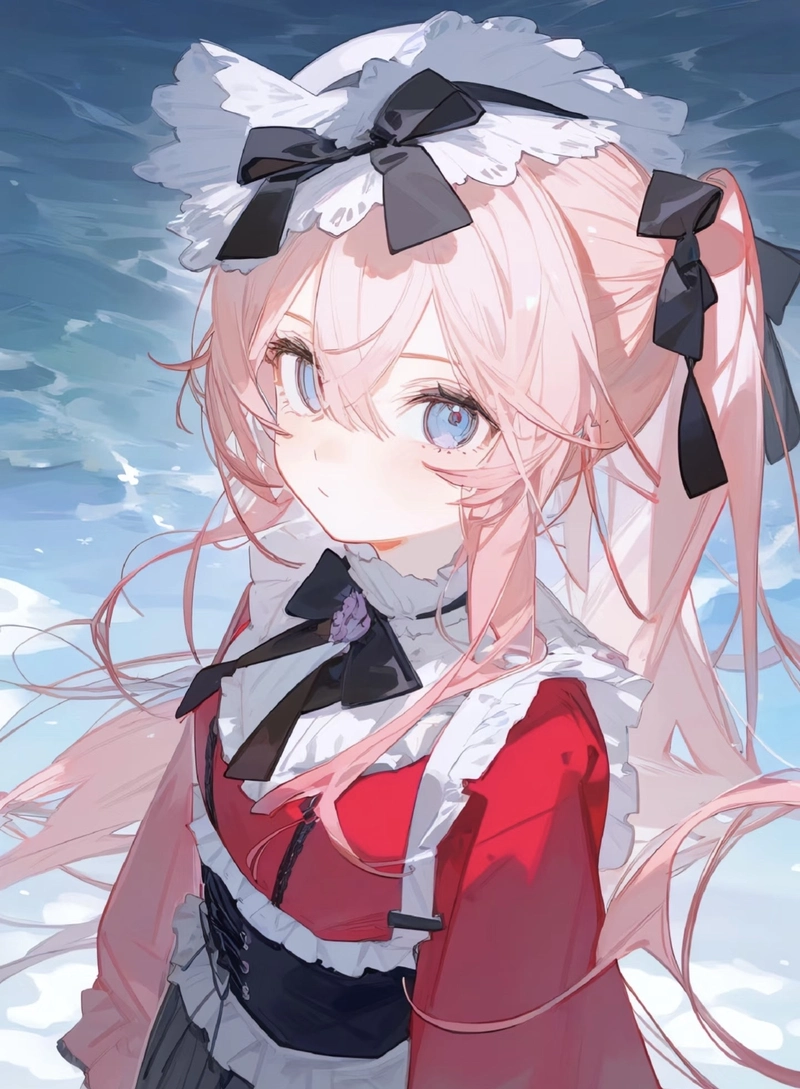 Hình anime nữ tóc hồng phong cách Nhật Bản hiện đại