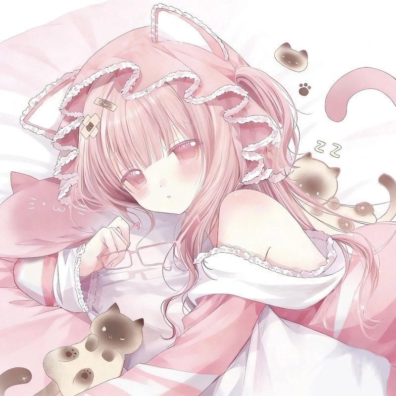 Hình anime nữ tóc hồng tạo hình nữ tính rất nhẹ nhàng