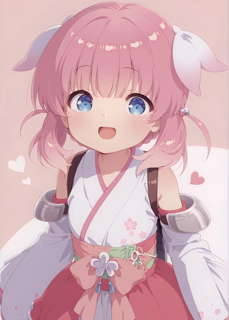 Hình anime nữ tóc hồng tạo tổng thể mềm mại dịu mắt