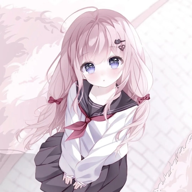 Hình anime nữ tóc hồng tạo tổng thể rất dễ nhìn